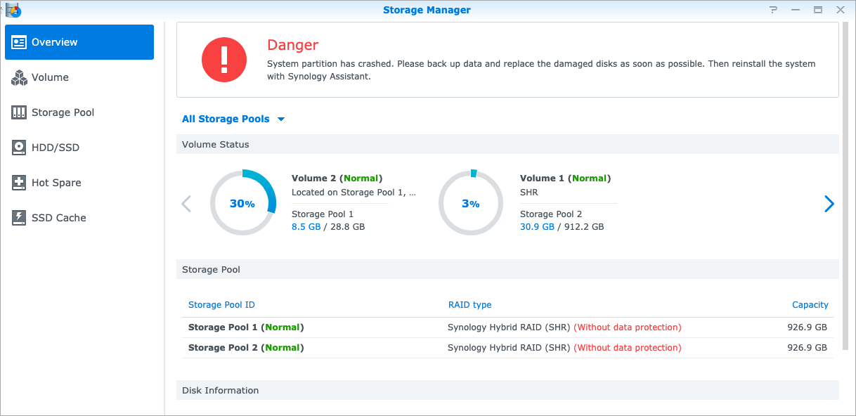 System Partition Failed Synology